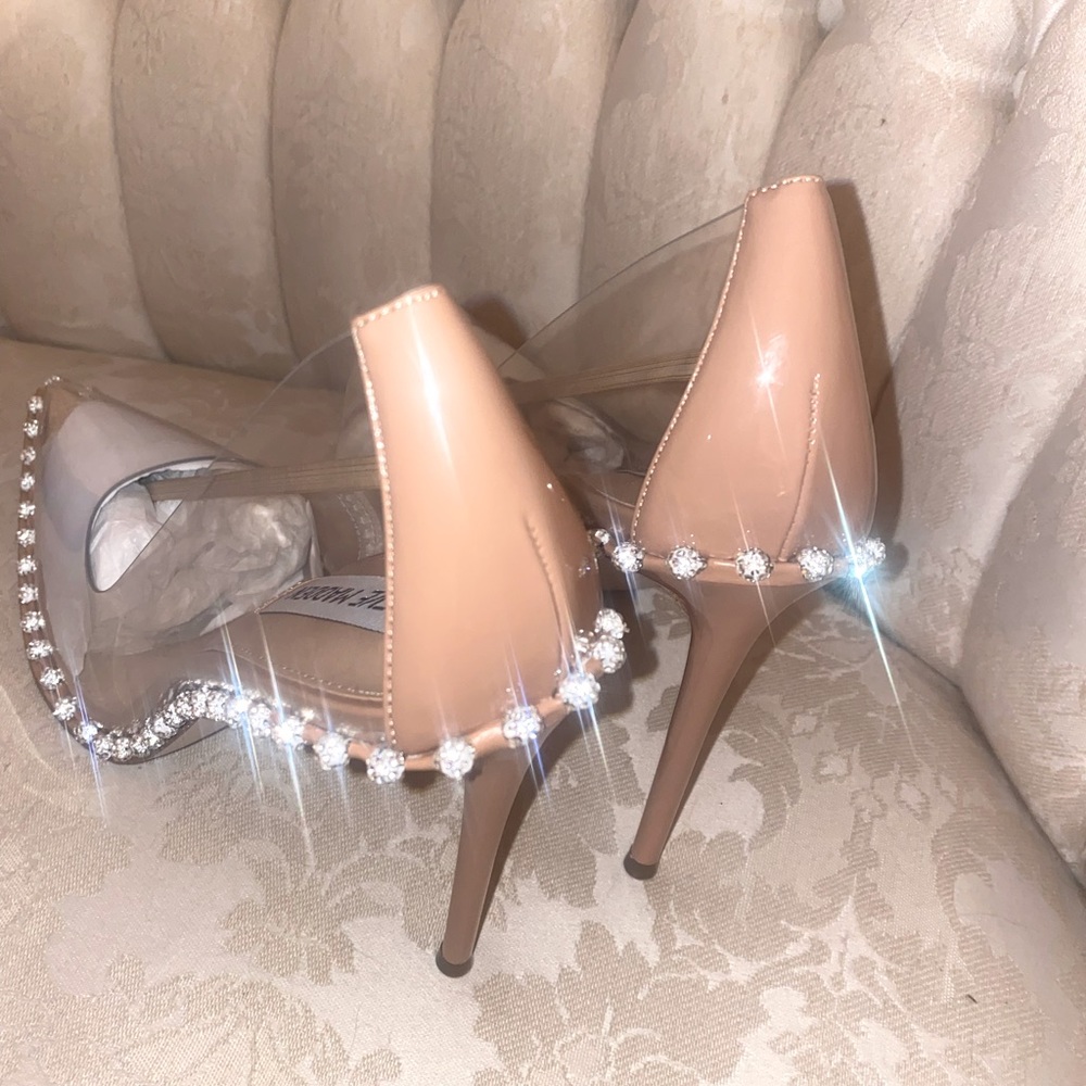 Steve Madden Vyper Clear Stone Embellished Pumps